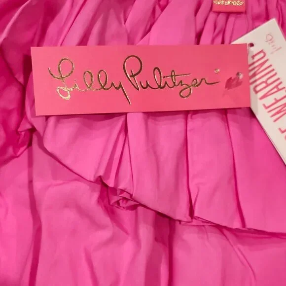 Lilly Pulitzer Beatrix off the shoulder top Plumeria pink sz. MED. $118 tag NWT - Picture 6 of 8